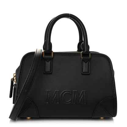 MCM Calfskin Mini Aren Boston Bag Black 1 of 9