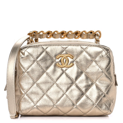Chanel Metallic Lambskin Quilted Mini Bowling Bag Gold 1 of 11