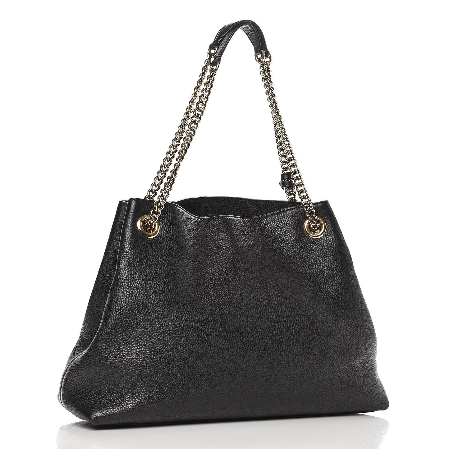 Pebbled Calfskin Medium Soho Chain Shoulder Bag Black