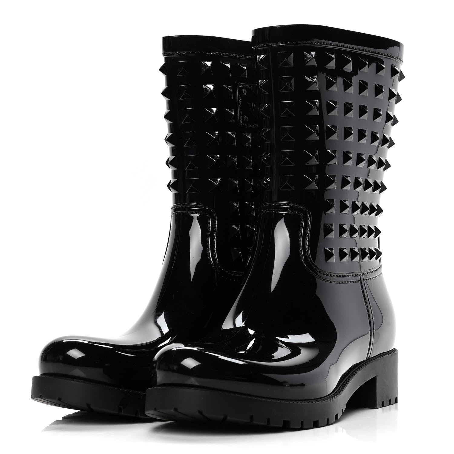 Valentino Garavani Rubber Rockstud Short Rainboots 41 Black 3 of 10
