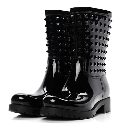 Valentino Garavani Rubber Rockstud Short Rainboots 41 Black 3 of 10