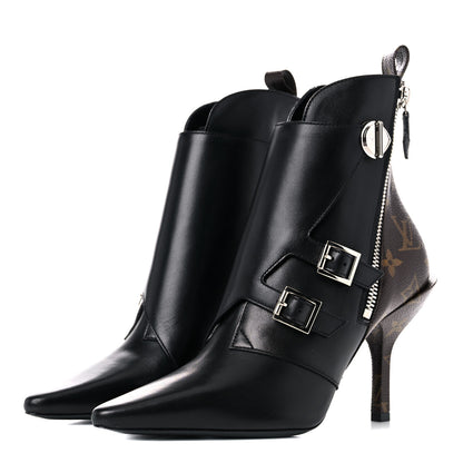 Louis Vuitton Calfskin Monogram Janet Ankle Boots 37 Black 3 of 9