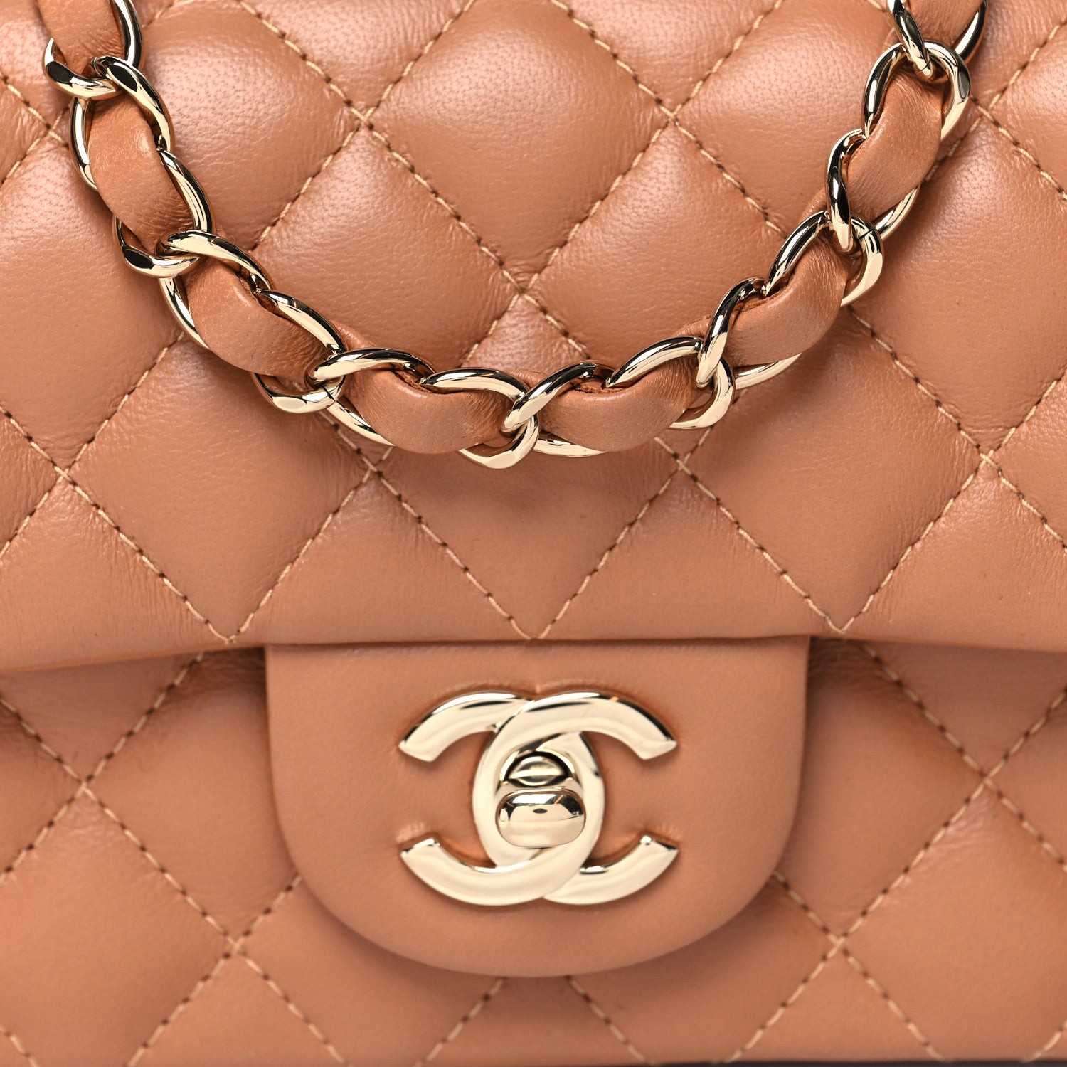 Chanel Lambskin Quilted Mini Rectangular Flap Brown 8 of 10
