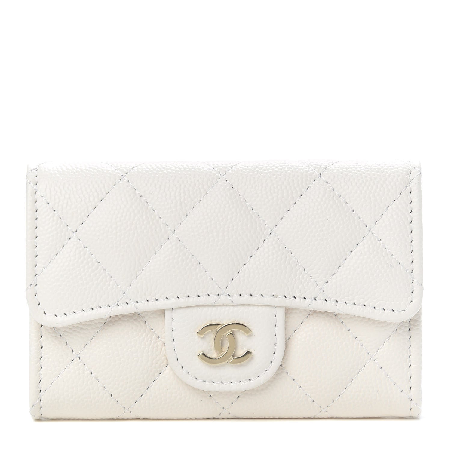 Chanel Caviar Quilted Flap Card Holder Wallet White 1 of 9