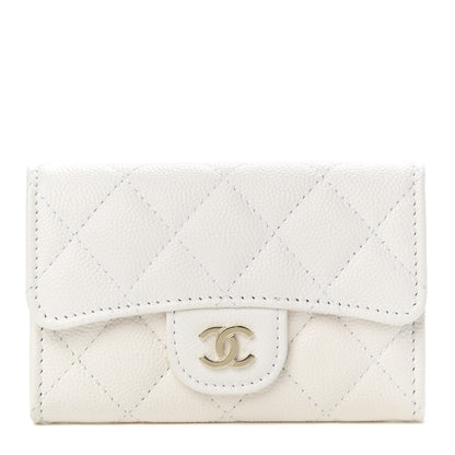 Chanel Caviar Quilted Flap Card Holder Wallet White 1 of 9