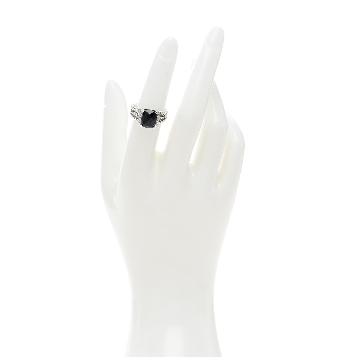 Sterling Silver Diamond Black Onyx 10mm Petite Wheaton Ring 51 5.75