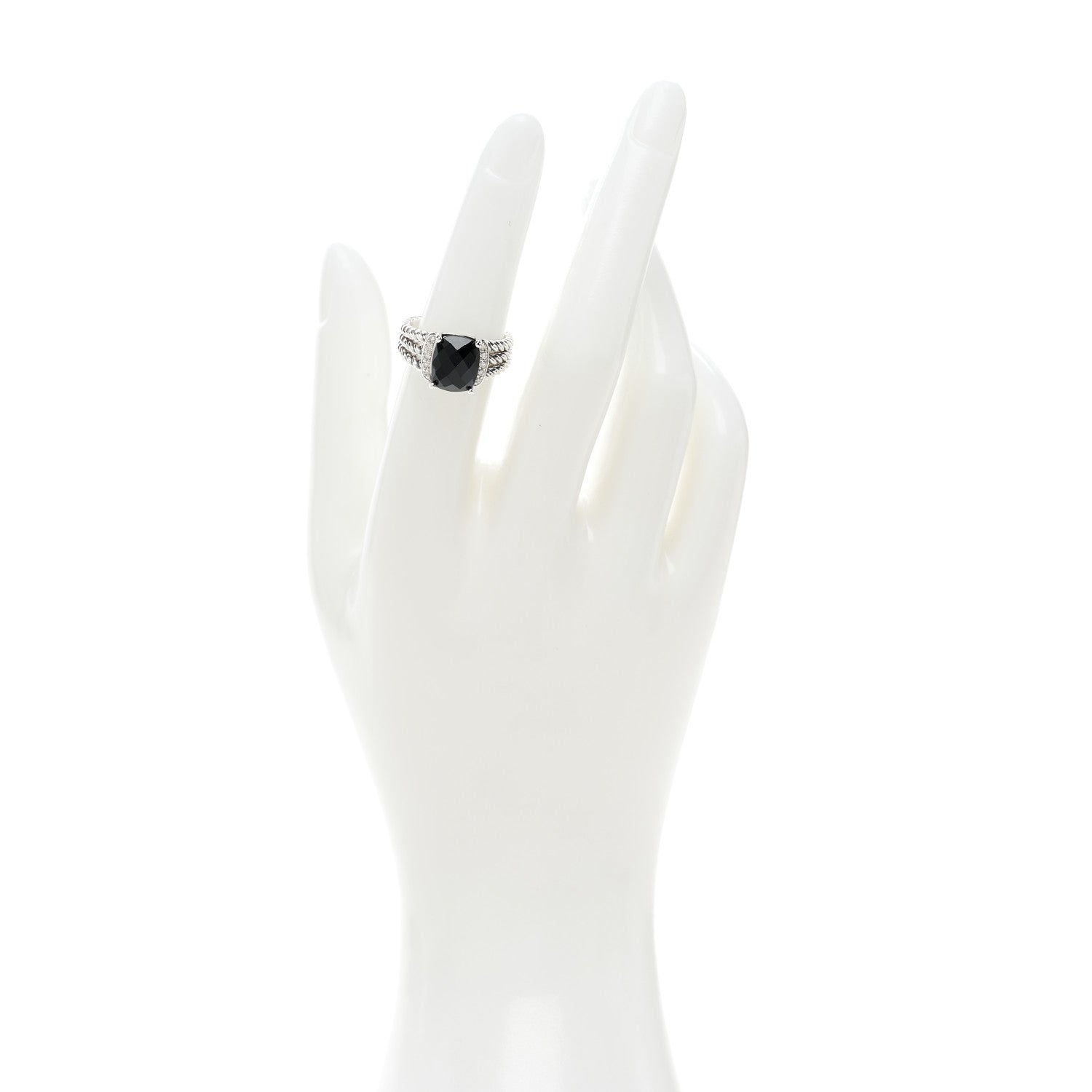 David Yurman Sterling Silver Diamond Black Onyx 10mm Petite Wheaton Ring 51 5.75 2 of 4