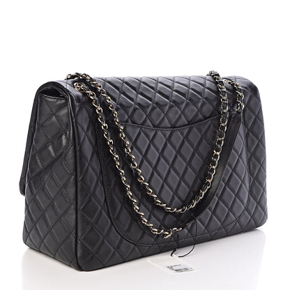 Chanel Metallized Calfskin Quilted XXL Travel Flap Bag Black 3 of 11