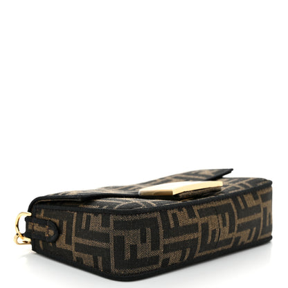 Fendi Fabric Jacquard FF 1974 Mini Baguette Tobacco Moro Black 4 of 11