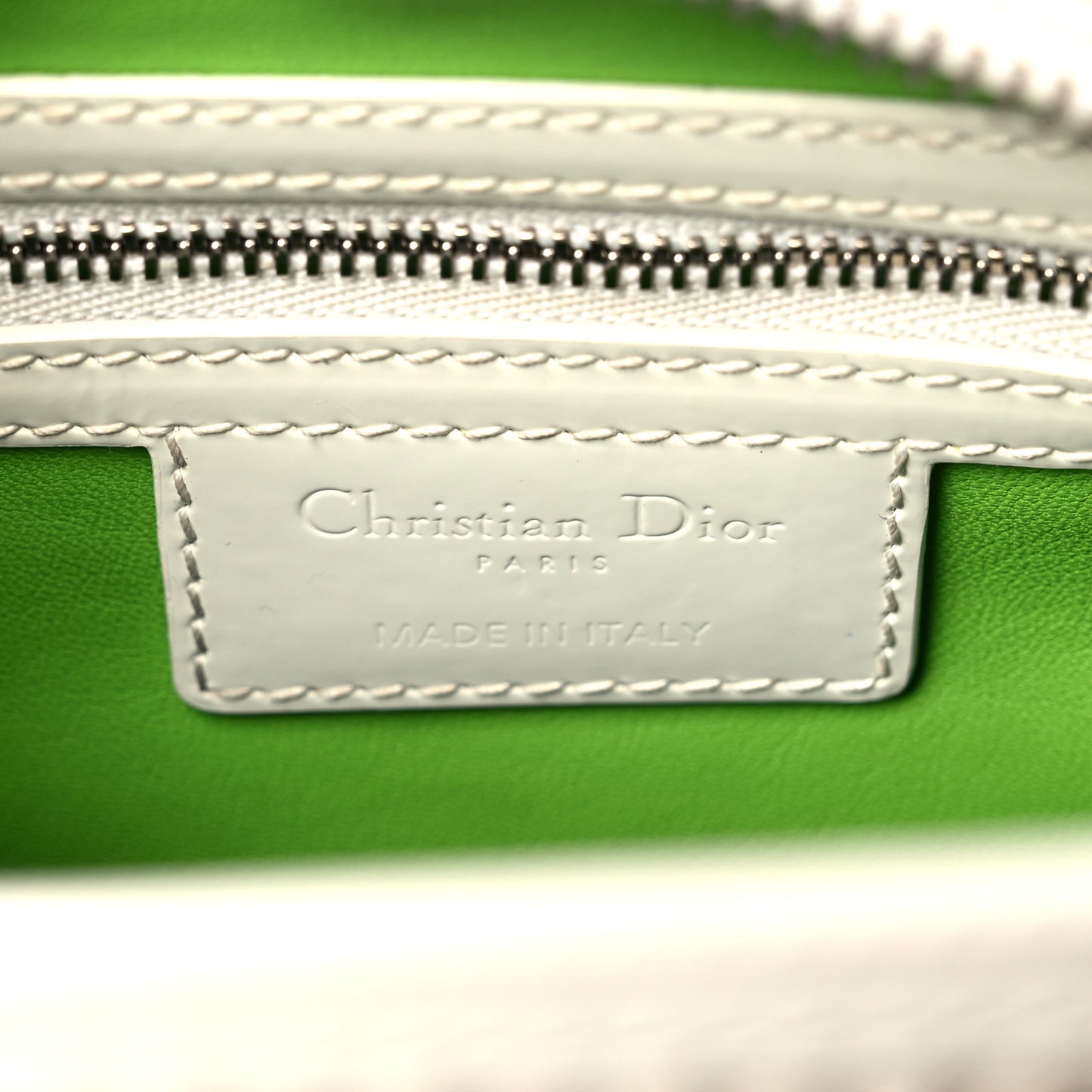 Raffia Medium Lady Dior White Green