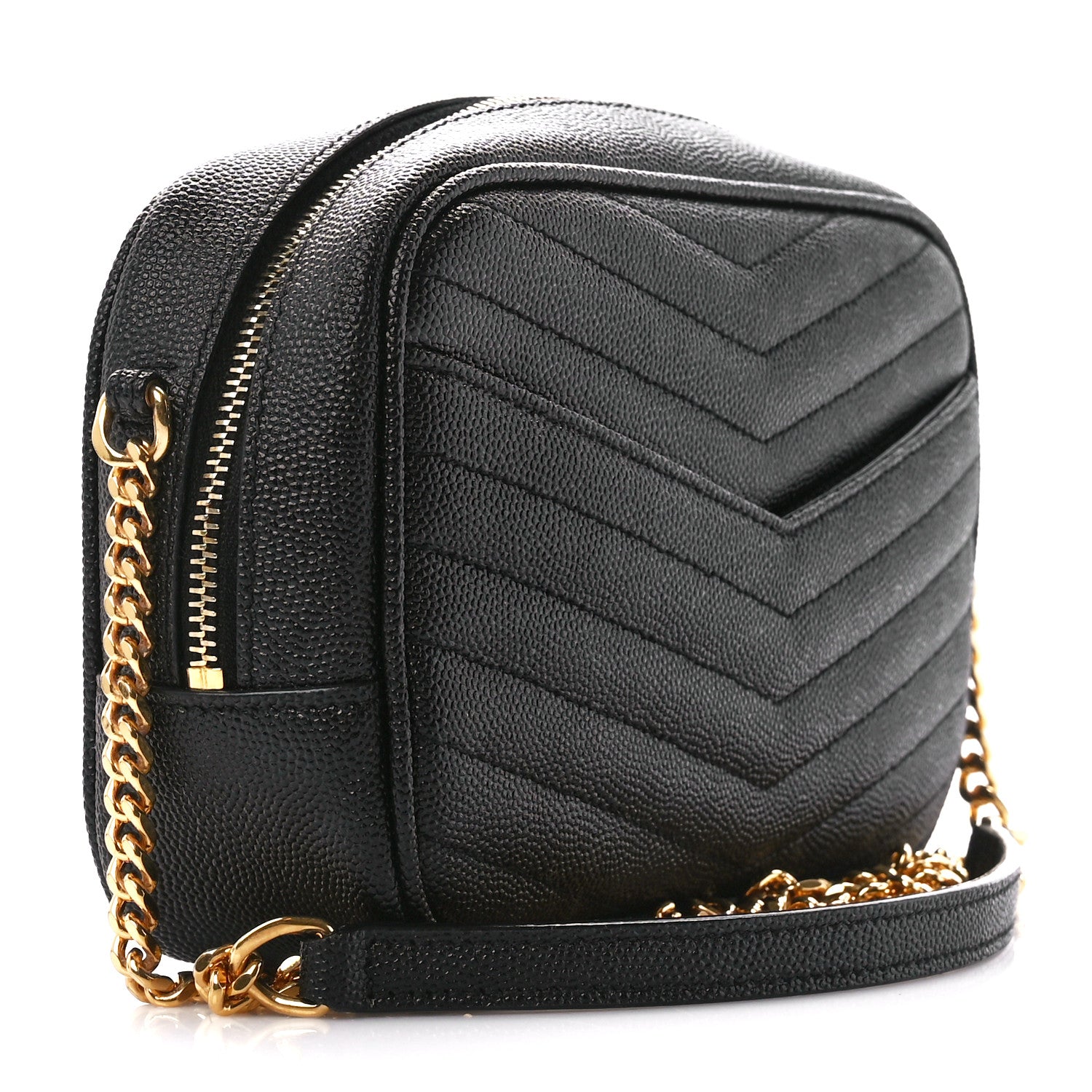 Saint Laurent Grain De Poudre Matelasse Monogram Mini Lou Camera Bag Black 3 of 11