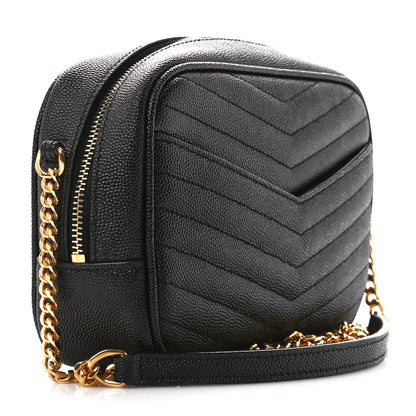 Saint Laurent Grain De Poudre Matelasse Monogram Mini Lou Camera Bag Black 3 of 11