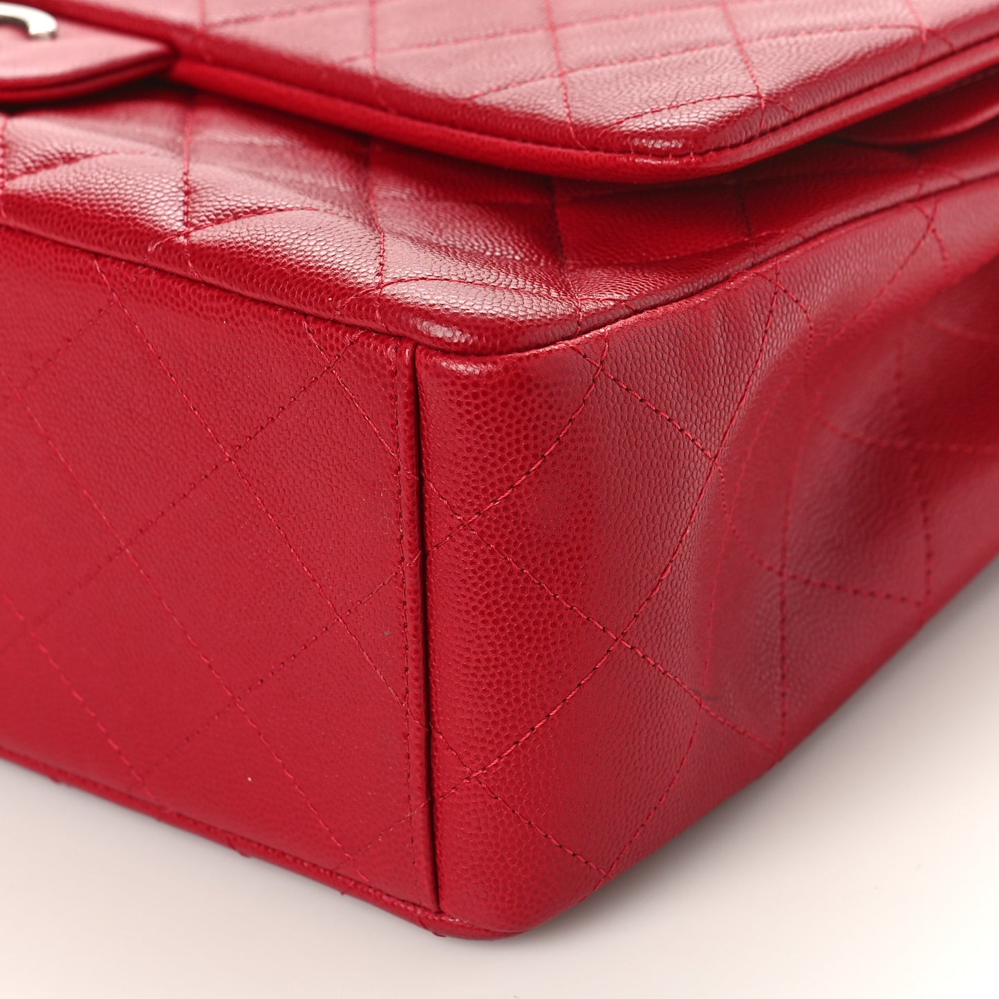 Caviar Quilted Maxi Double Flap Red