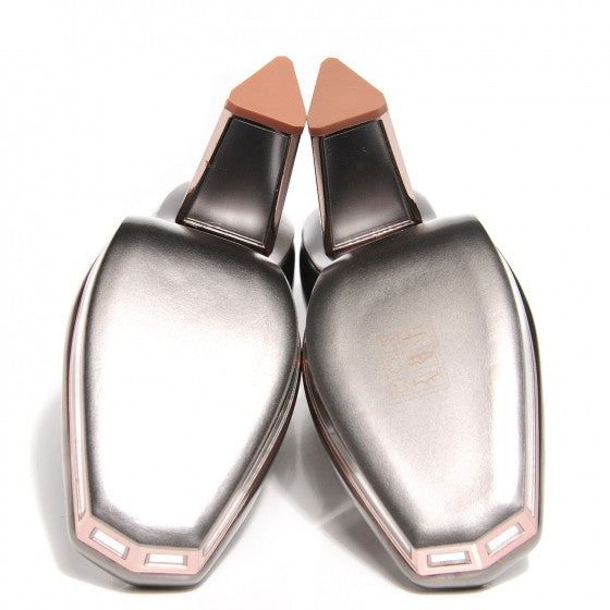 Saint Laurent Metallic Calfskin Mirror Heel Pumps 37 Anthracite 5 of 12
