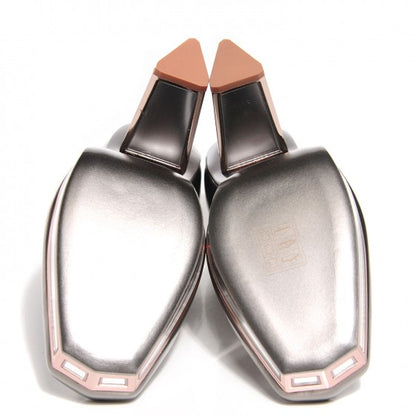 Saint Laurent Metallic Calfskin Mirror Heel Pumps 37 Anthracite 5 of 12