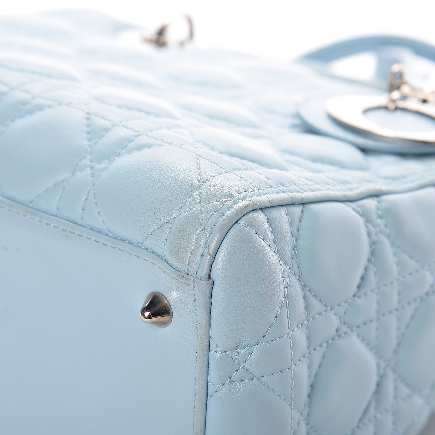 Christian Dior Lambskin Cannage Medium Lady Dior Light Blue 9 of 12