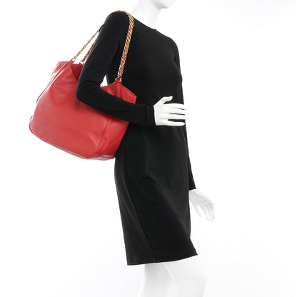 Prada Soft Calf Chain Tote Rosso 2 of 8