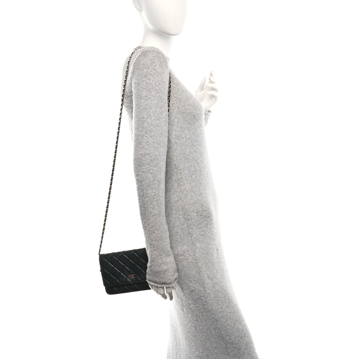 Lambskin Quilted Wallet On Chain WOC Black