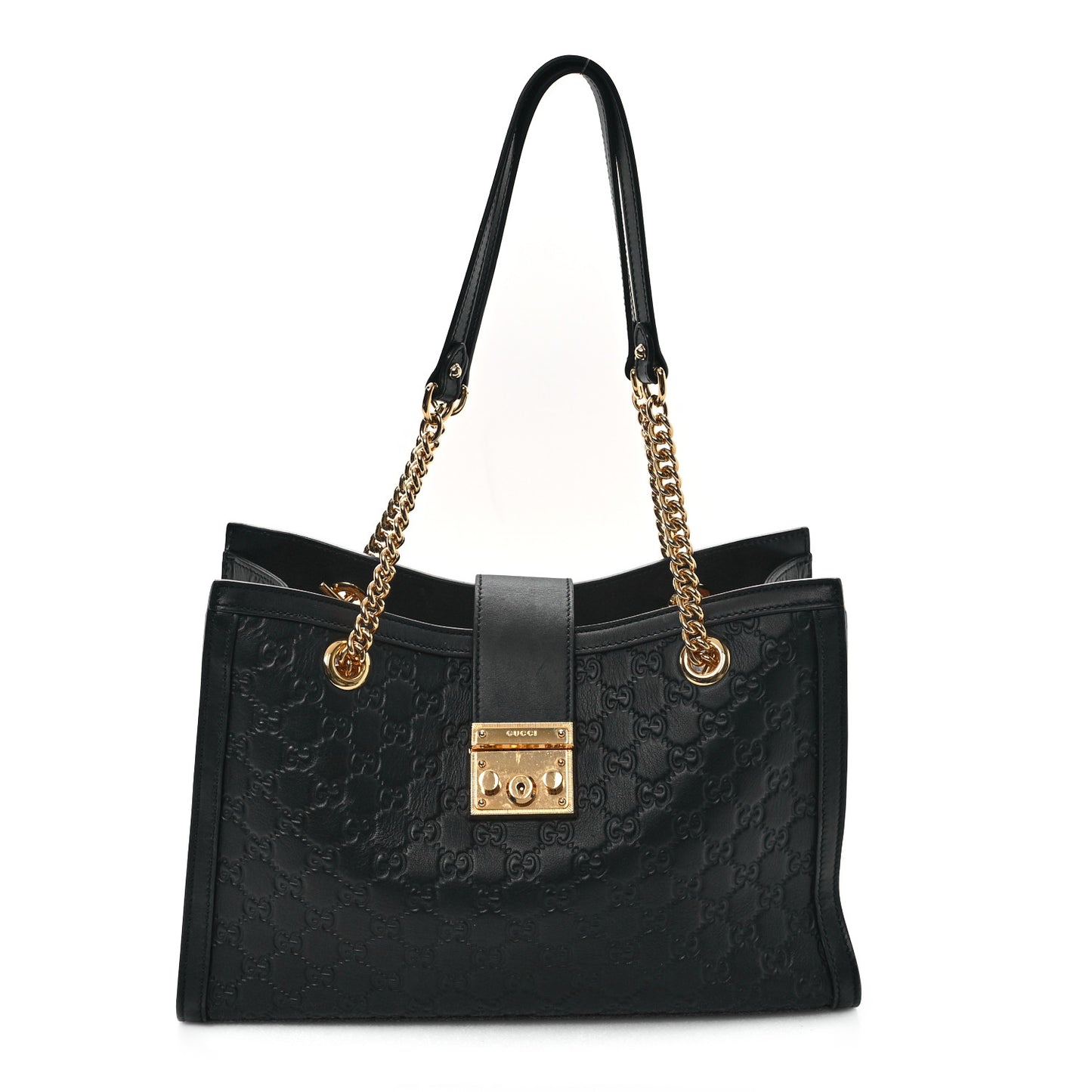 Guccissima Medium Padlock Tote Black