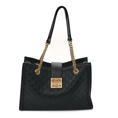 Gucci Guccissima Medium Padlock Tote Black 1 of 11