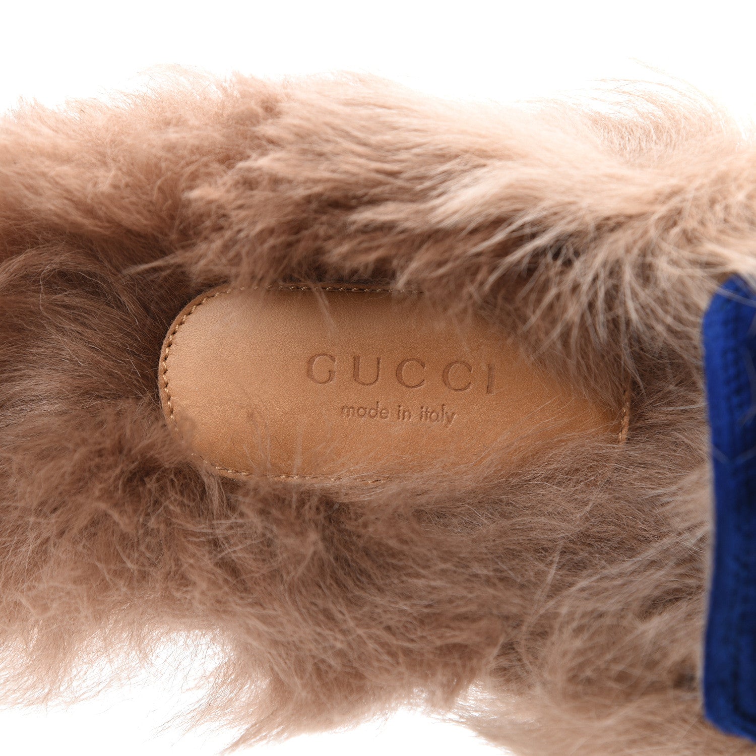Gucci Velvet Fur Womens Princetown Slippers 37.5 Cobalt Blue 7 of 8