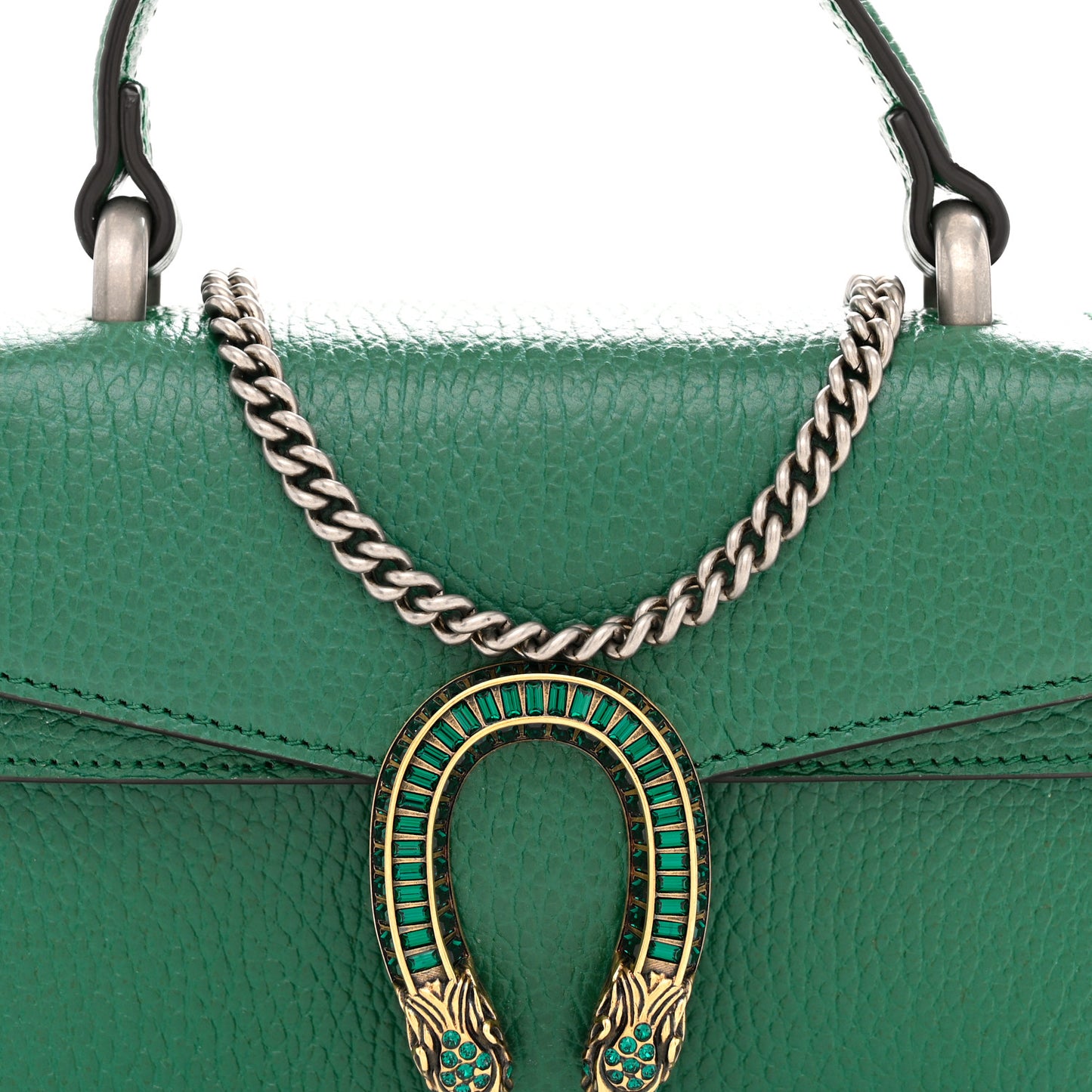 Dollar Calfskin Crystal Mini Dionysus Top Handle Bag Emerald