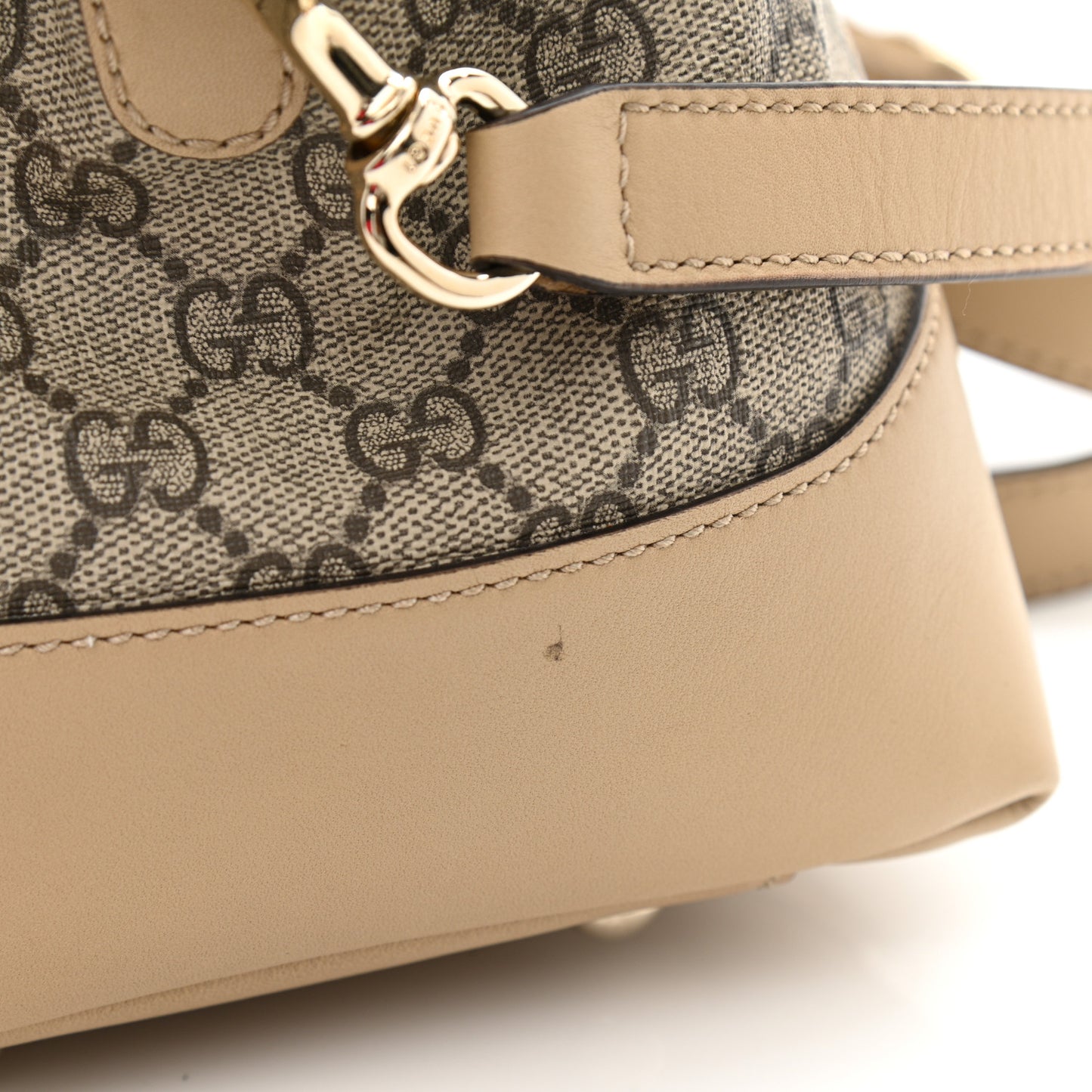 GG Supreme Monogram Medium Nice Top Handle Dome Bag Beige