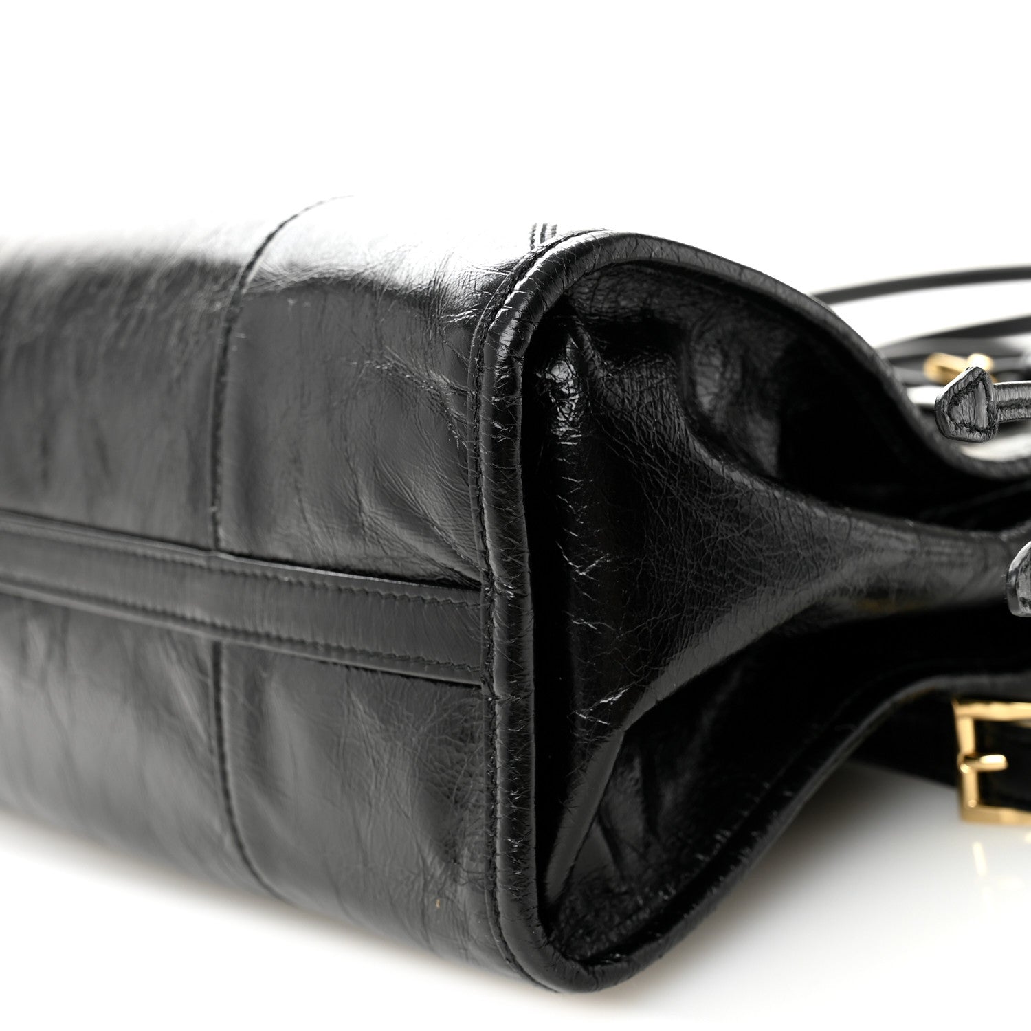 Prada Glossy Calfskin Triangle Large Bonnie Shoulder Bag Black 18 of 19