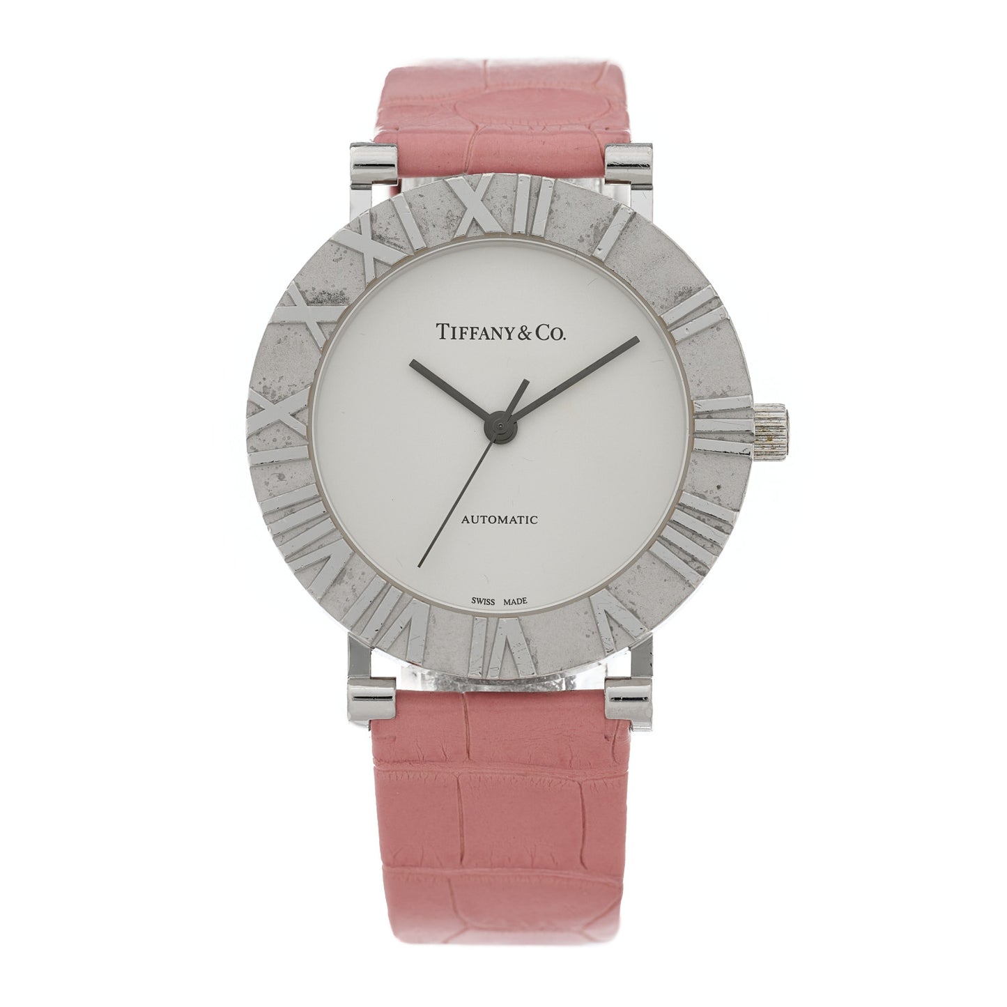 Sterling Silver Alligator 39mm Atlas Automatic Watch Pink