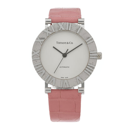 Tiffany Sterling Silver Alligator 39mm Atlas Automatic Watch Pink 1 of 6