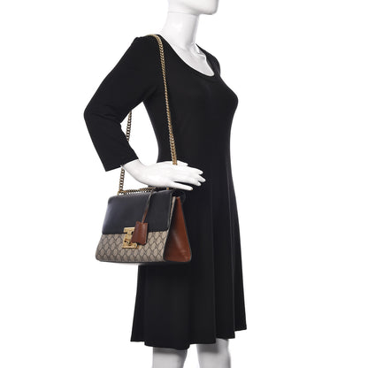 Gucci GG Supreme Monogram Calfskin Medium Padlock Shoulder Bag Beige Black Cuir 2 of 22
