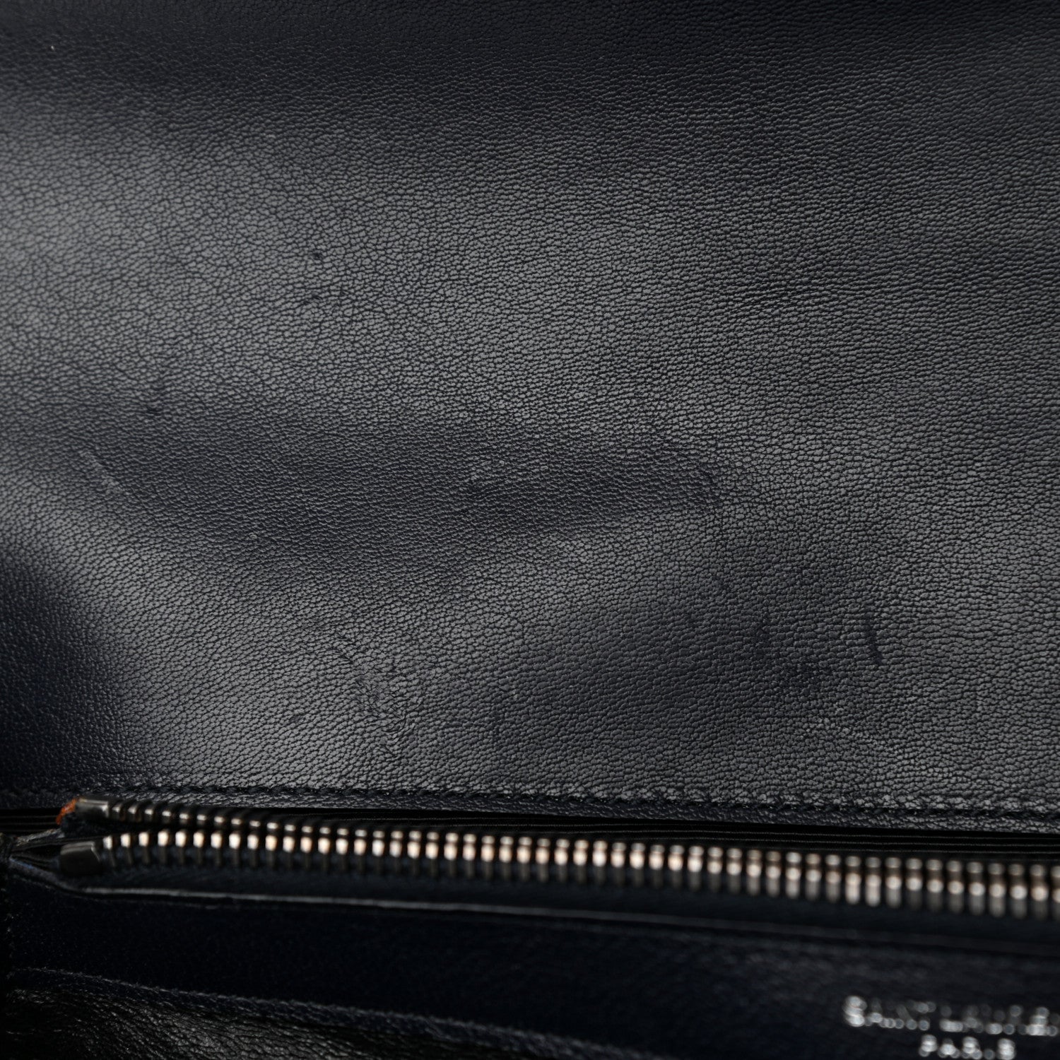 Saint Laurent Sheepskin Matelasse Chevron Monogram Large College Satchel Navy Blue 11 of 13