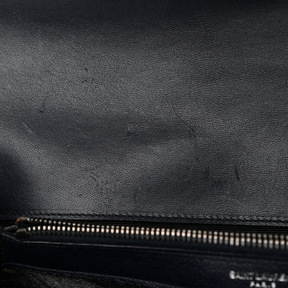 Saint Laurent Sheepskin Matelasse Chevron Monogram Large College Satchel Navy Blue 11 of 13