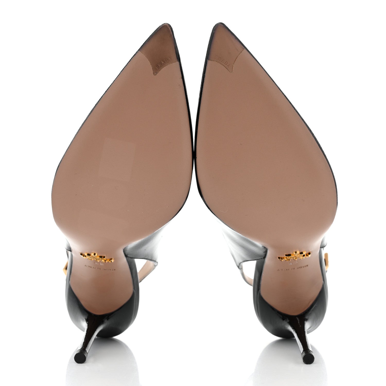 Prada Saffiano Vernice Slingback Pumps 39 Black 5 of 8