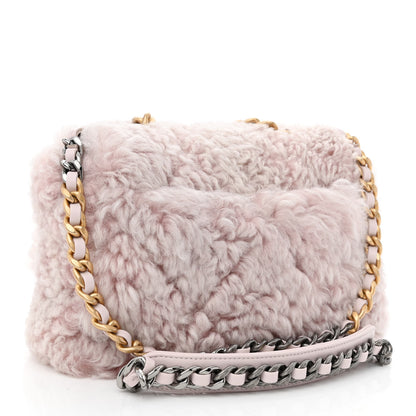 Chanel Shearling Sheepskin Medium Chanel 19 Flap Light Pink 2 of 9
