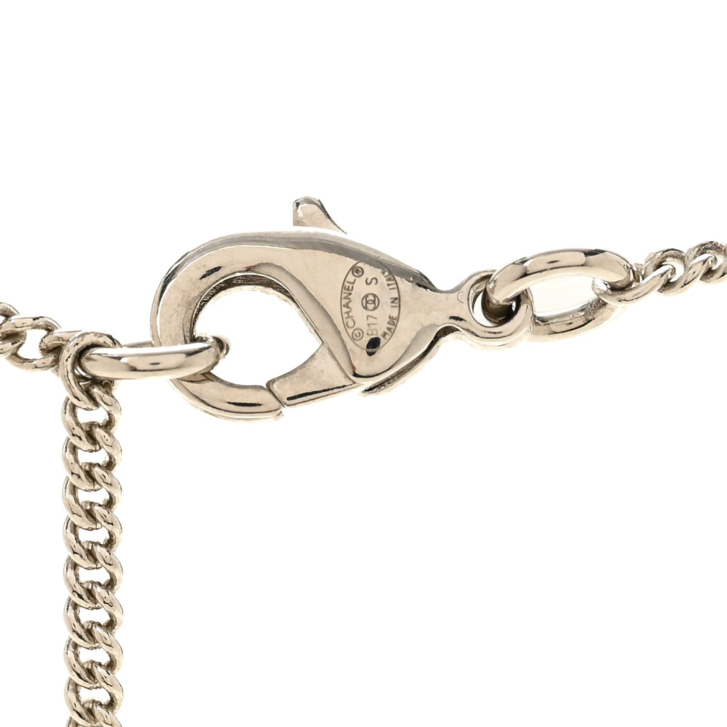 Crystal Strass Cross CC Pendant Necklace Silver