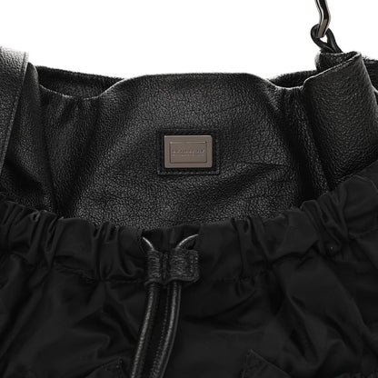Burberry Nylon Tonal Check Drawstring Tote Black 8 of 10