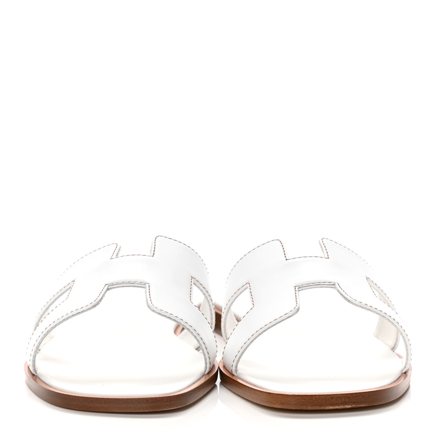 Hermes Box Calfskin Oran Sandals 37 White 2 of 11