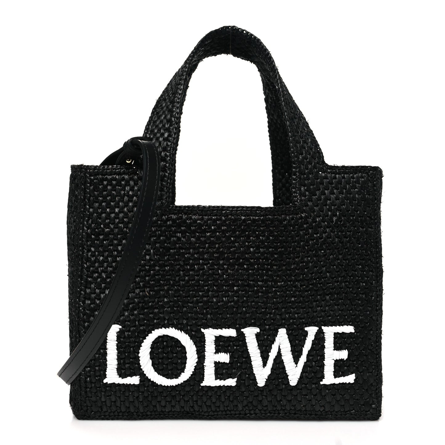 X PAULA'S IBIZA Raffia Font Tote Black