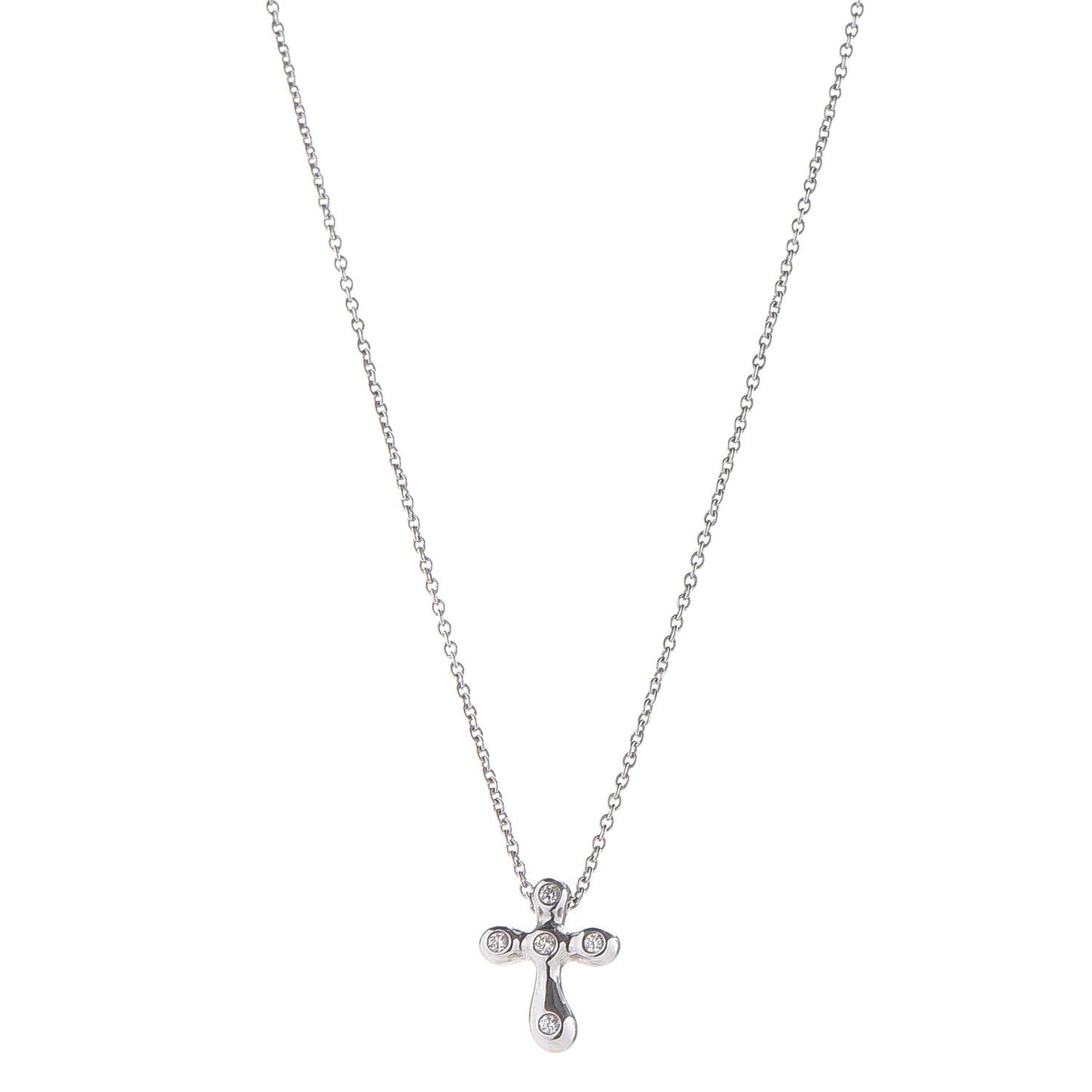 Platinum Diamond 12mm Elsa Peretti Cross Pendant Necklace