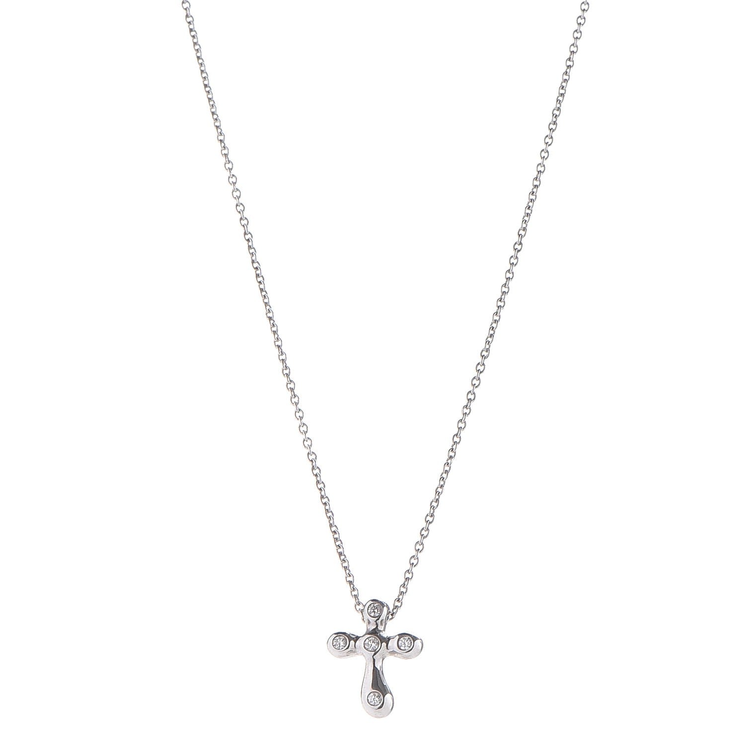 Tiffany Platinum Diamond 12mm Elsa Peretti Cross Pendant Necklace 1 of 8