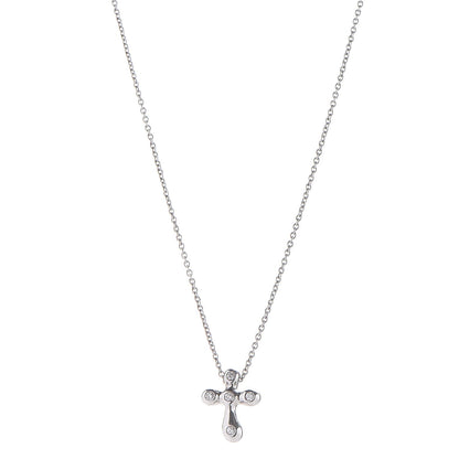 Tiffany Platinum Diamond 12mm Elsa Peretti Cross Pendant Necklace 1 of 8