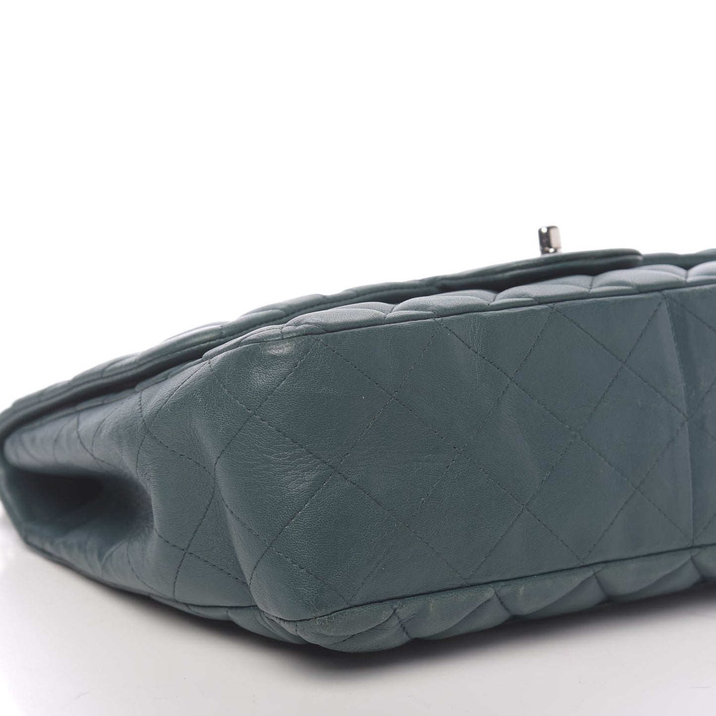 Lambskin Quilted Jumbo Single Flap Turquoise