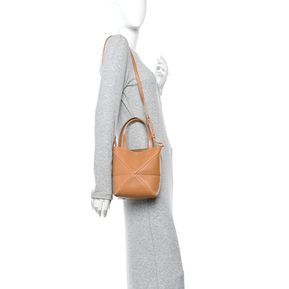 Loewe Shiny Calfskin Mini Puzzle Fold Tote Warm Desert 2 of 12