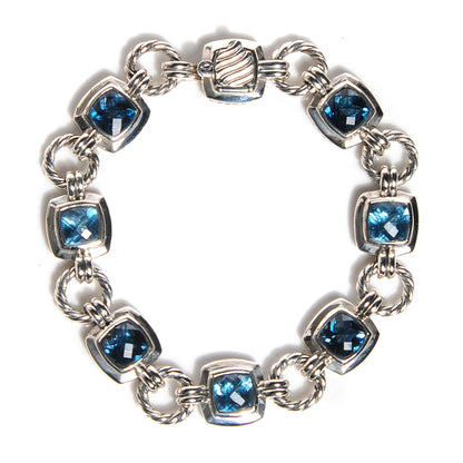 David Yurman Sterling Silver Blue Topaz Renaissance Linked Bracelet 1 of 4