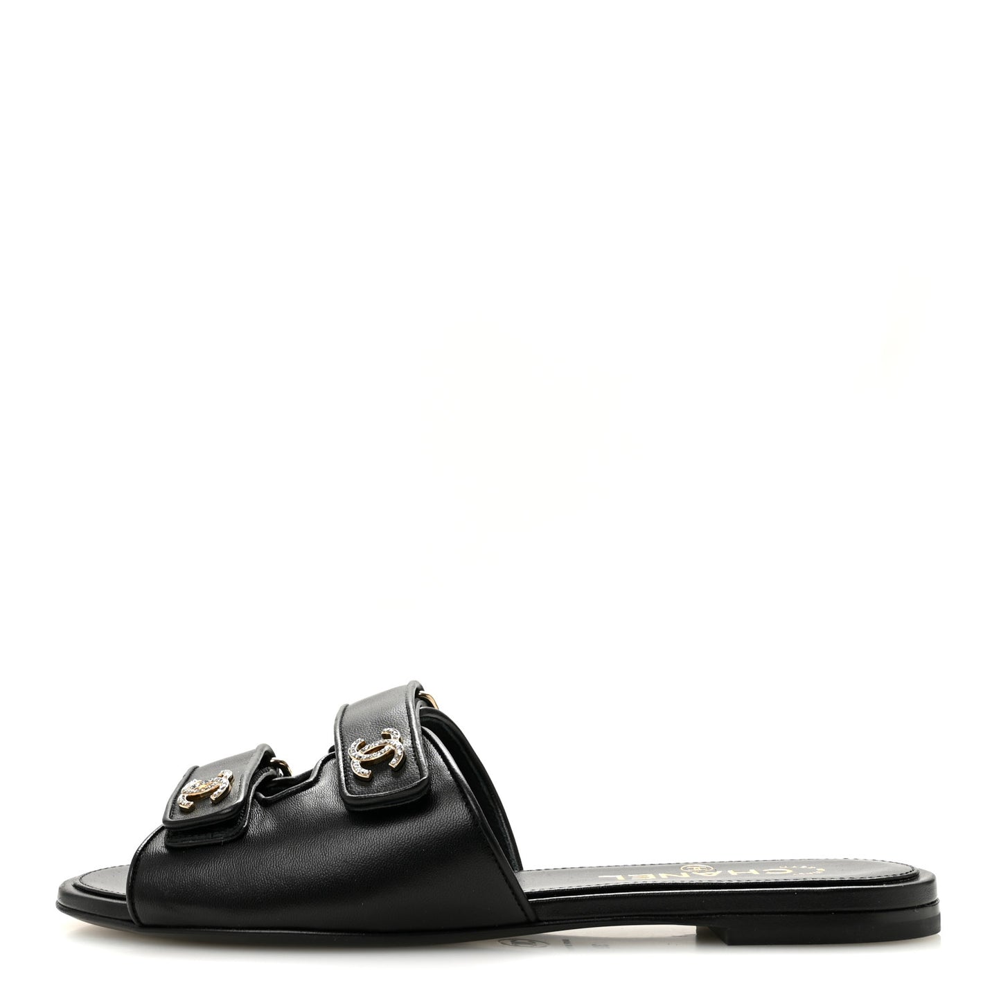 Lambskin Velcro Mules 39 Black