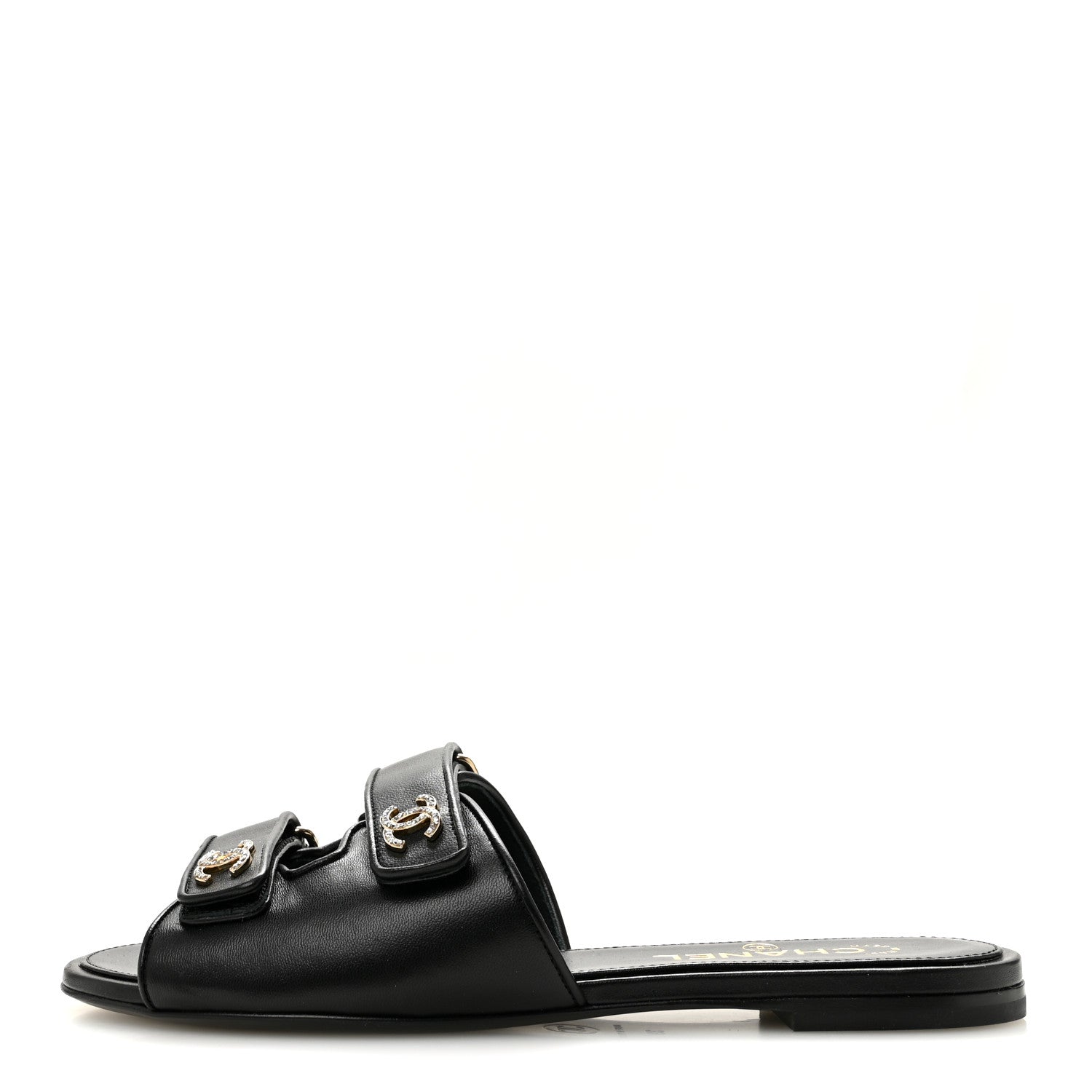 Chanel Lambskin Velcro Mules 39 Black 1 of 10