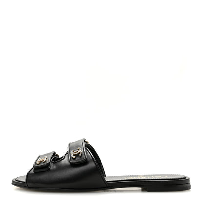 Chanel Lambskin Velcro Mules 39 Black 1 of 10