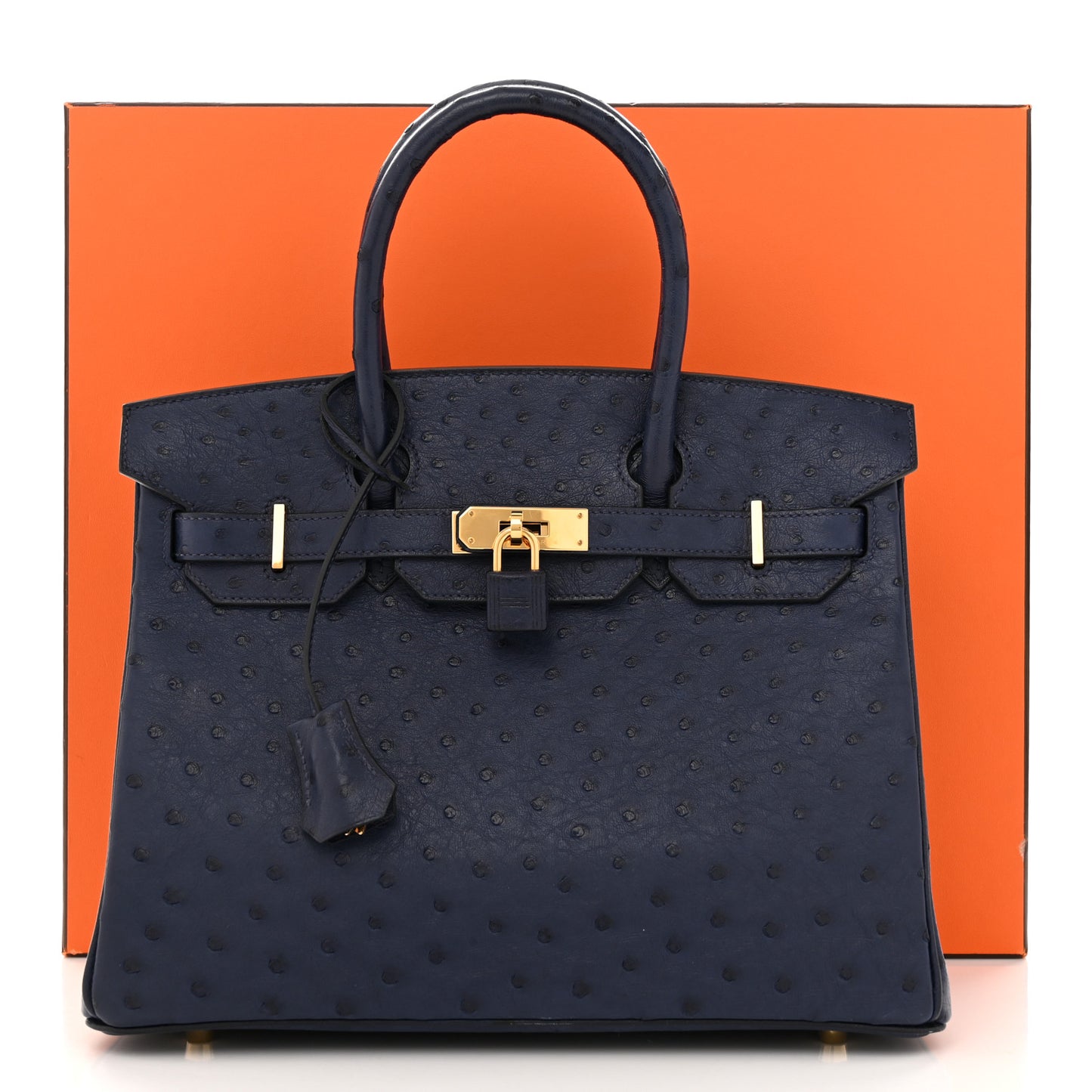 Ostrich Birkin 30 Bleu Iris