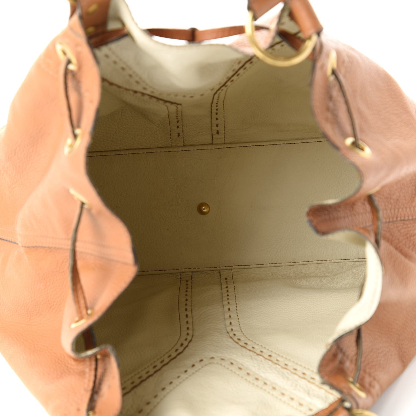 Calfskin Reversible Double Sac Y Tote Tan Ivory
